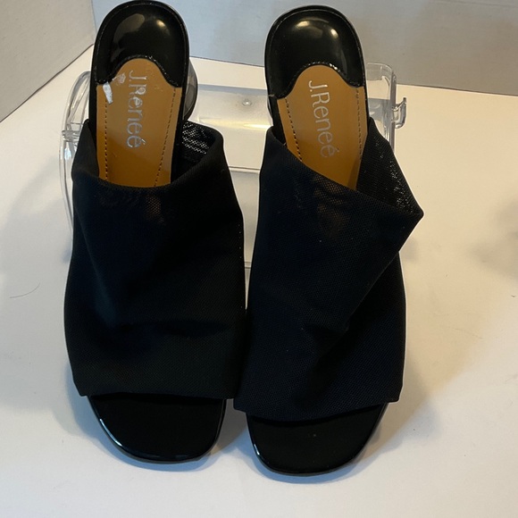 J.Renee Black Open-Toe Slip-On Mule with Low Block Heel - Picture 6 of 6